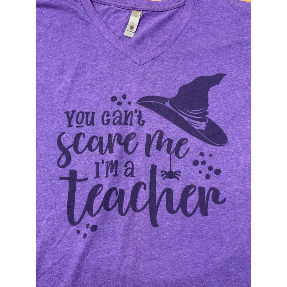 Next Level Apparel Halloween Graphic Tee Women Large Purple Excellent Teacher